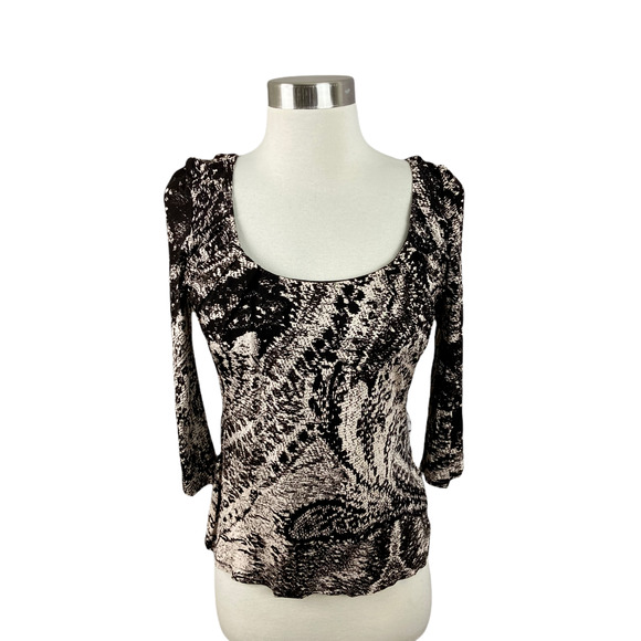 Max Mara Italy S Brown Ivory Viscose Knit Top - Picture 1 of 3